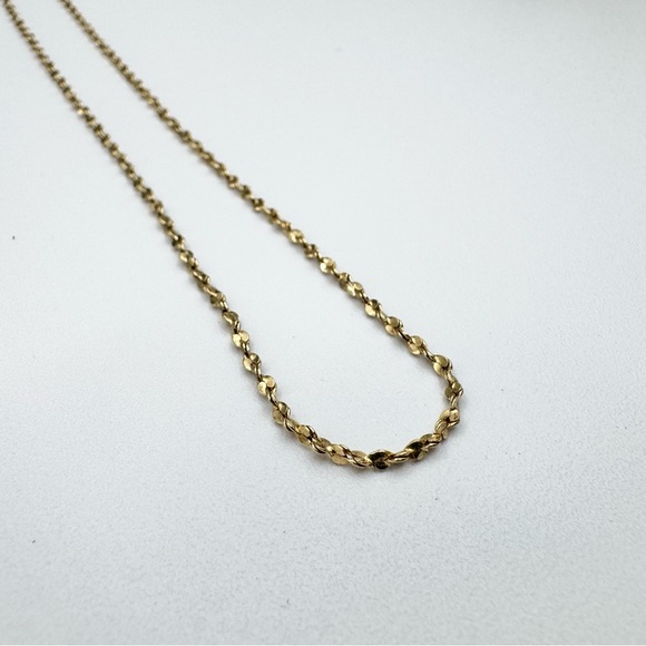 Vintage Yellow Gold Plated Mirror Rope Chain 14” Korea Dainty Twist Chain - Picture 8 of 8